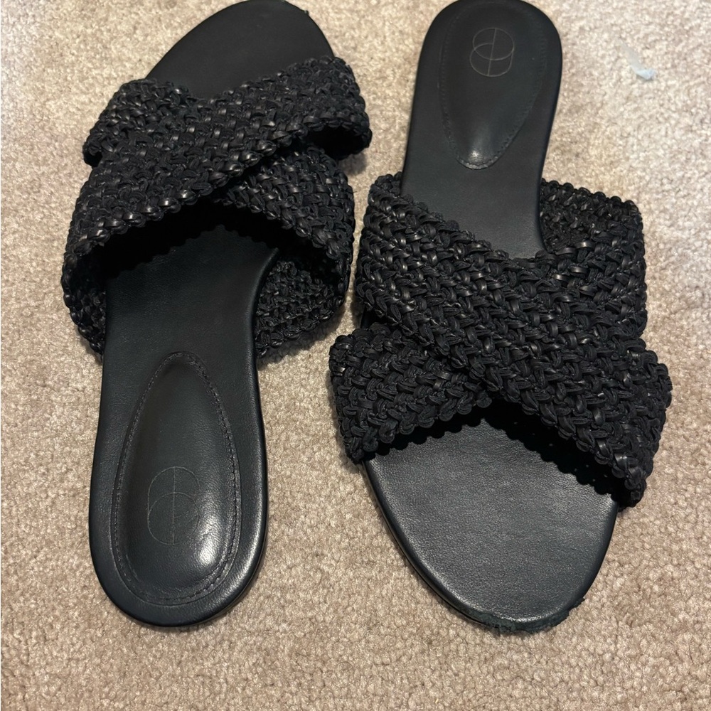 Women's Black Porte & Paire Slide Sandals